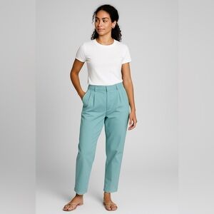 GAP High Rise Pleated Tapered Pants Mineral Blue Cotton Blend – Women’s Size 14